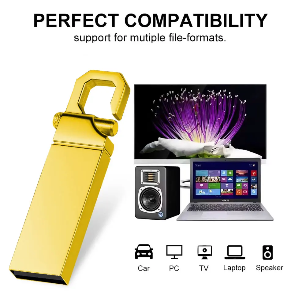 Metal Mini Pen Drive 4GB флешка USB 2.0 Flash Drive 8GB 64GB Gold Creative Business Gift 32GB for Computer Memory Stick 128GB