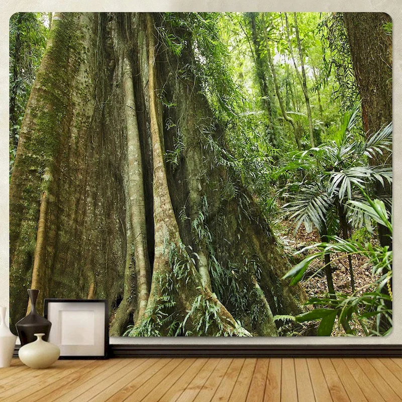 VIKAMA Natural Scenery Tapestry Flower Boat Reflection Landscape Wall Hanging Bedroom Background Cloth Home Wall Decoration