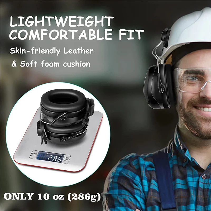 Наушники с кепкой, регулируемые наушники для каски NRR 22DB, удобная защита слуха на крышке