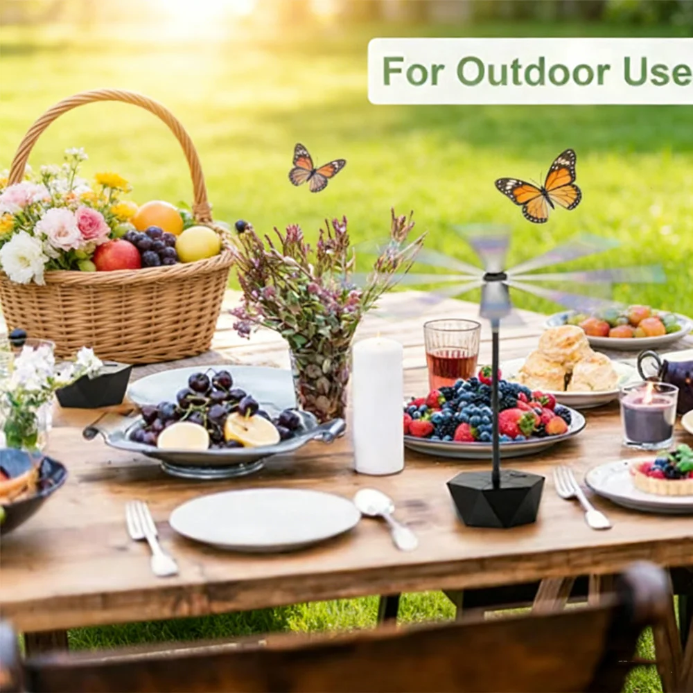 Retractable Fly Repellent Fan | USB Rechargeable & Battery Powered | Outdoor Party Bug Deterrent Device image 3