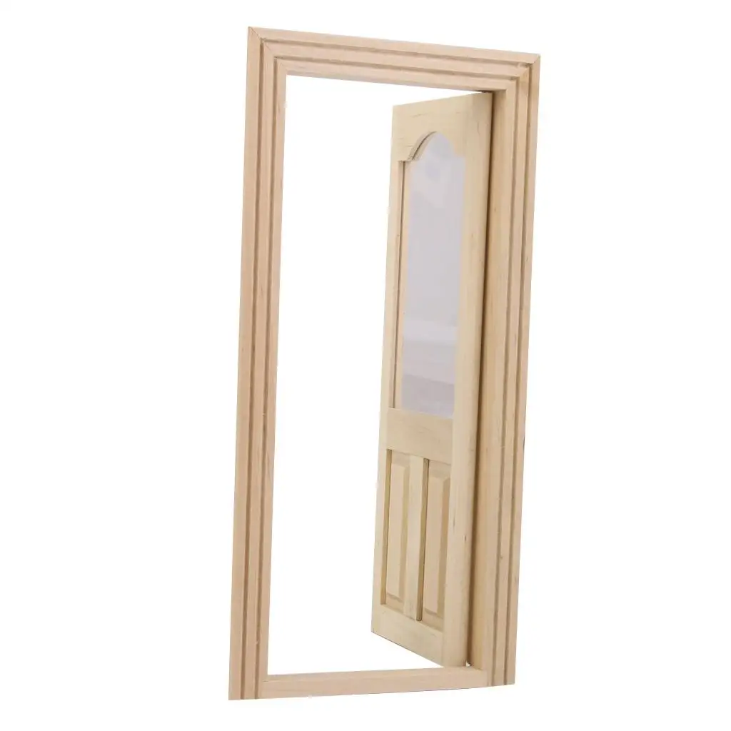 

1/12 кукольный домик миниатюрная неокрашенная модель деревянной двери DIY Accs