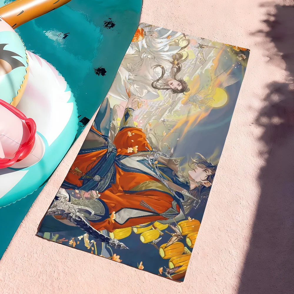 Classic cartoon bath towel antique character design quick-drying suitable for swimming pool, travel, fitness large beach towel,