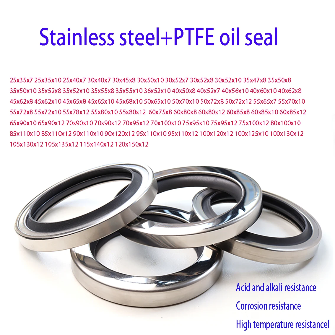 

1PCS 25-120mm Stainless Steel PTFE Skeleton Oil Seal is Used for High-speed Rotary Shaft Sealing Air Compressors
