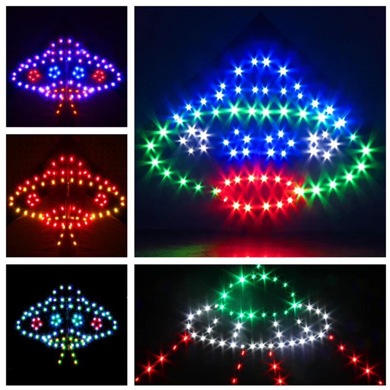 

free shipping UFO coming led kite 6sqm 520p led lamp night flying delta kite vlieger fun toy flux battery Blowing kite girouette