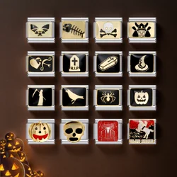 Halloween Accessories Charm Bracelets Black Owl Star Moon Bat Ghost Italian Links Fit 9mm Bracelets DIY Making Fashion Jewelry