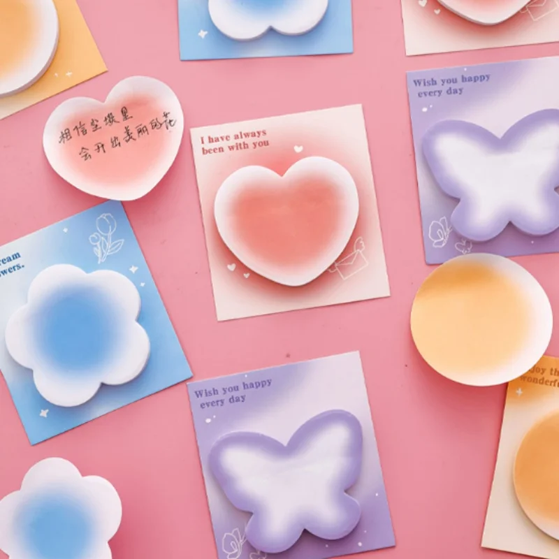 48pcs/lot Kawaii Love Butterfly Flower Gradient Memo Pad Cute N Times Stationery Label Notepad Bookmark Post School Supplies