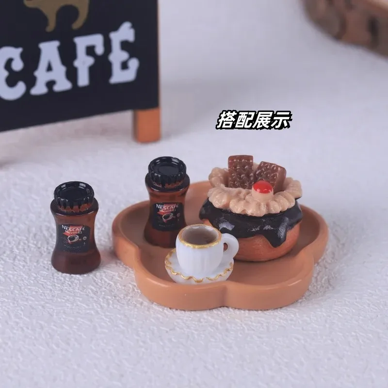 10Pcs Simulation Miniature Strawberry Jam Yellow Peach Jam Chocolate Sauce Instant Coffee Bottle DIY Resin Dollhouse Ornaments