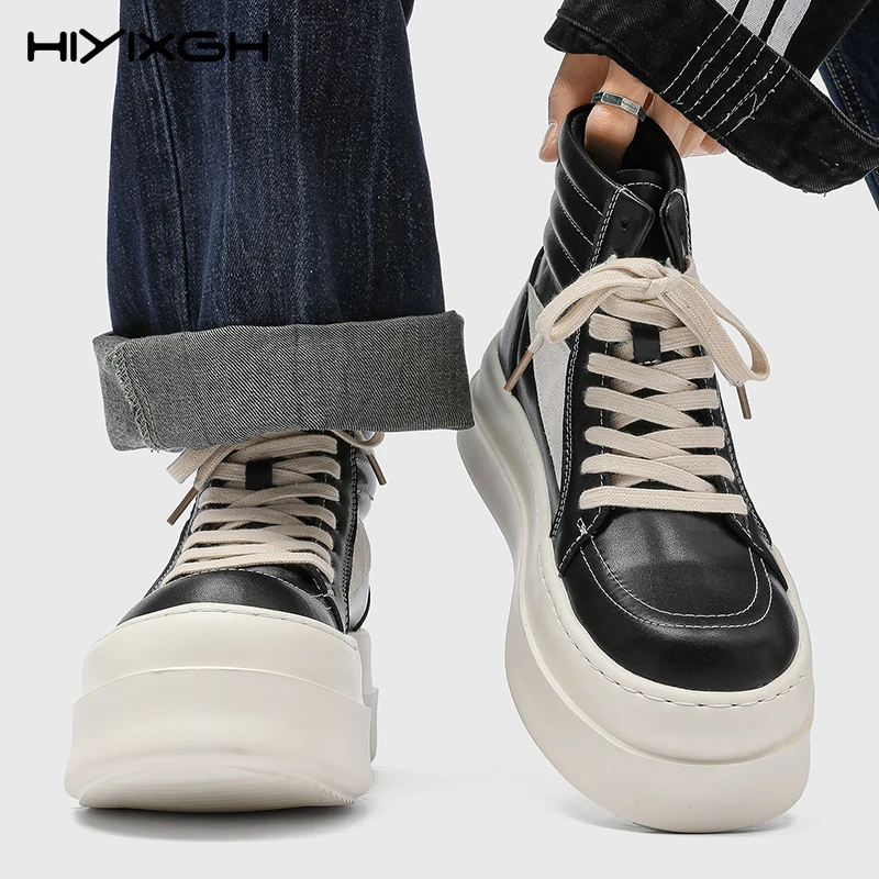 Chunky Boots  Men Elevator Booster Shoes Lift Height Increase 6cm Man Plus Size 38-46