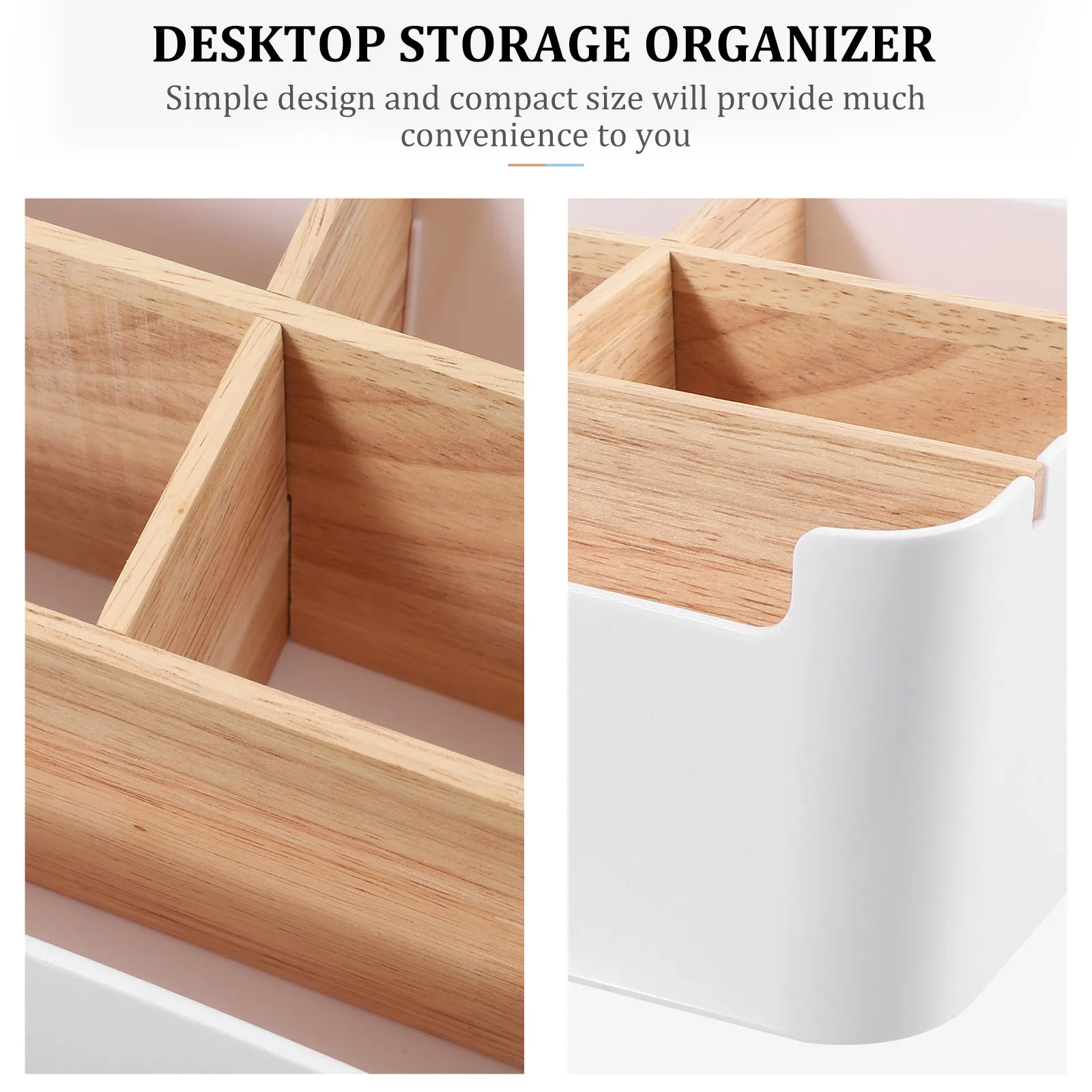 Plastic Wooden Compartment Desk Holder Organizer Desktop Storage Multipurpose Home Supplies Remote Phone Cosmetics