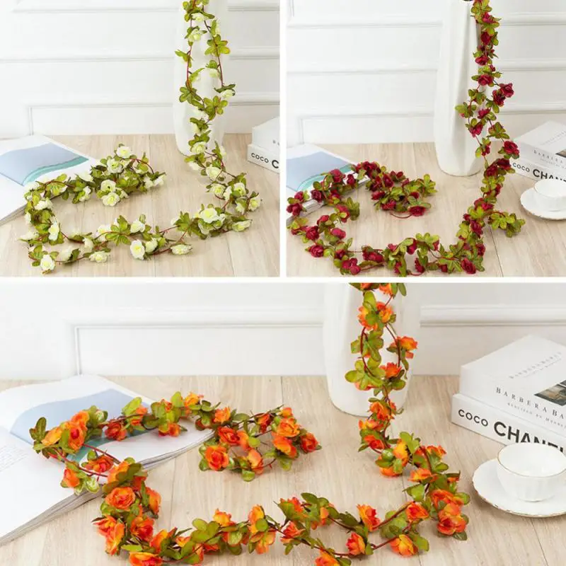 زهور ورد صناعية لحفلات الزفاف ، نباتات وهمية ، كرمة الروطان ، كرمة ذاتية الصنع ، قوس الحديقة ، ديكور المنزل ، عيد الميلاد ، الربيع ، الخريف