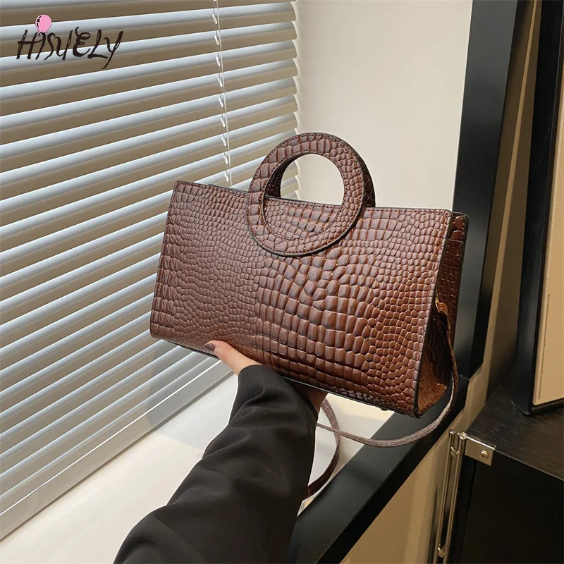 

Women's Crocodile Pattern PU Leather Handbags Green Square Bag 2025 New Fashion Shoulder Messenger Bags Trend Female Clutches