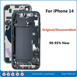 90-95% New Disassembled Middle Frame Housing Back Glass Cover For iPhone 14 with NFC Wireless Charger Assembly EC US Version