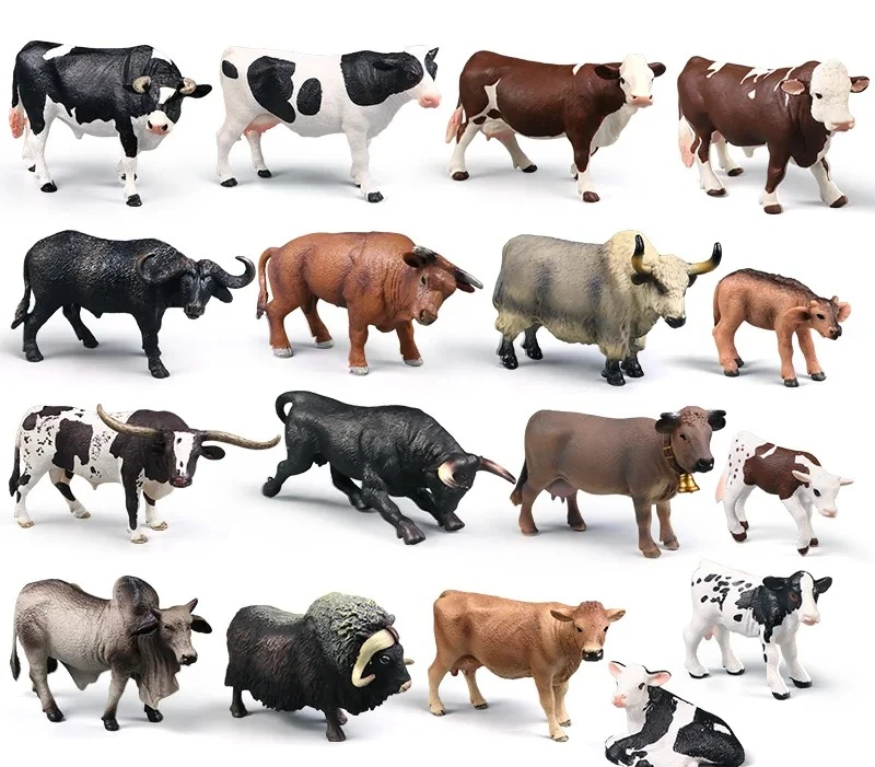 

Simulation Farm Animal Models - Bull Milk Cow Poultry Educational Action Figures for Children's Cognitive Learning Collection
