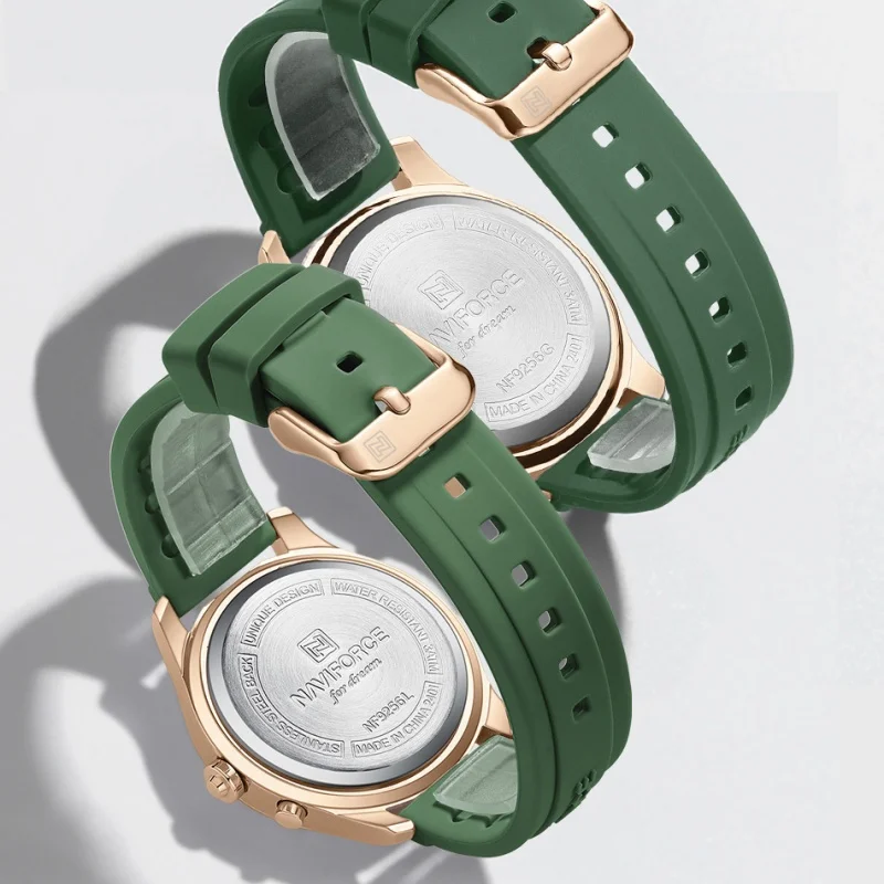 NAVIFORCE NF9256 Sports Couple Quartz Watch Luminous Pointer 3ATM Waterproof Silicone Strap Anniversary Gift Lovers Watch