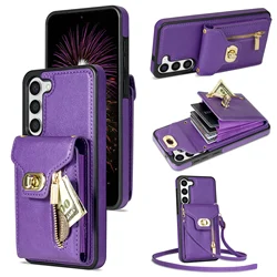 Crossbody Cards Solt Leather Zipper Wallet Case For Samsung Galaxy A54 A53 A13 A04 A52 5G S23 Ultra S22 S21 Plus S22 Purse Cover