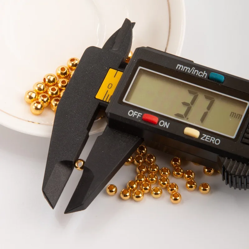 925 فضة الخرز 2 مللي متر-10 مللي متر 18 كيلو شغل مطلية بالذهب الخرز المستديرة ل سوار ذاتي الصنع قلادة القرط صنع المجوهرات