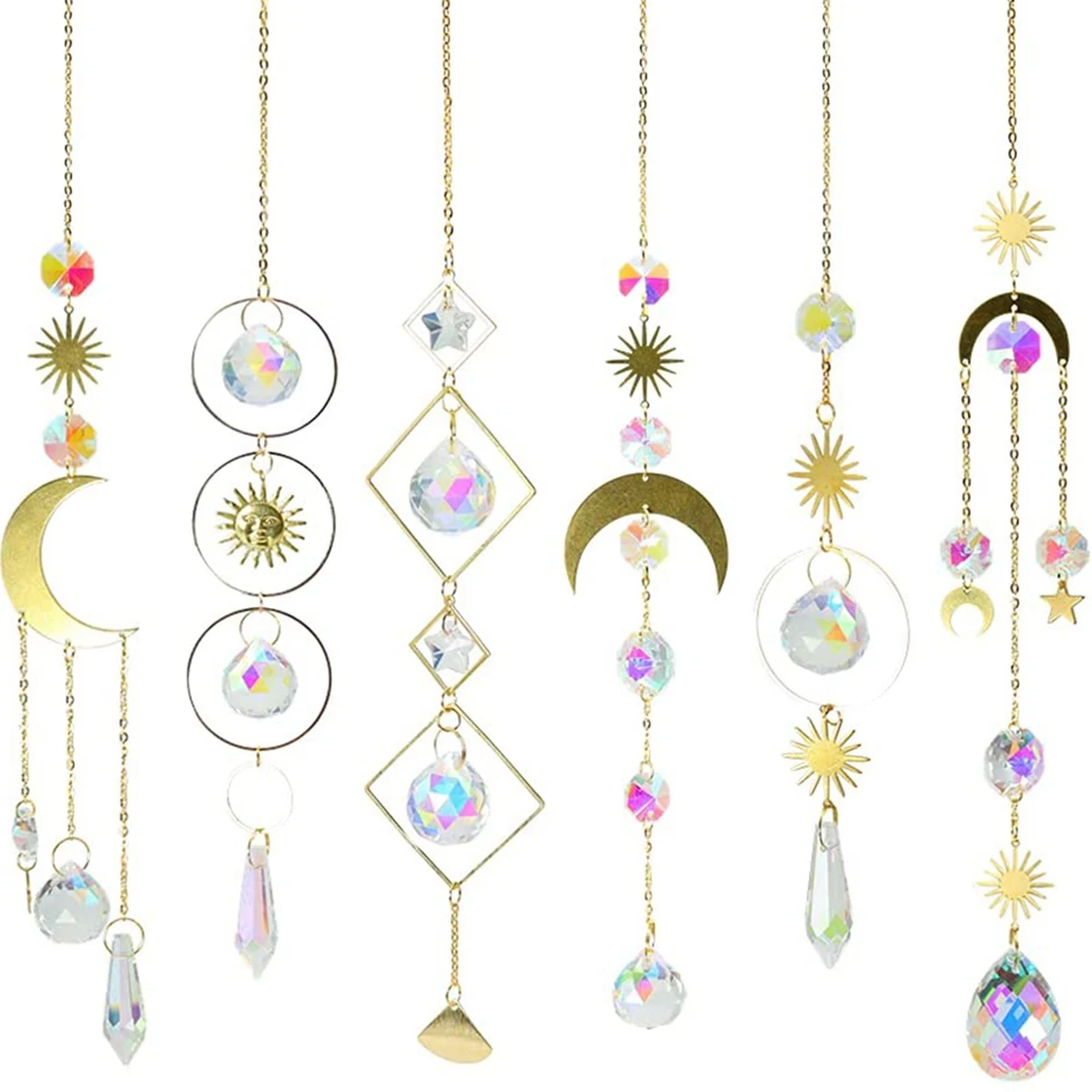 6Pieces Colorful Crystals Suncatcher Hanging Sun Catcher with Chain Pendant Ornament Crystal Balls for Window Garden HOT