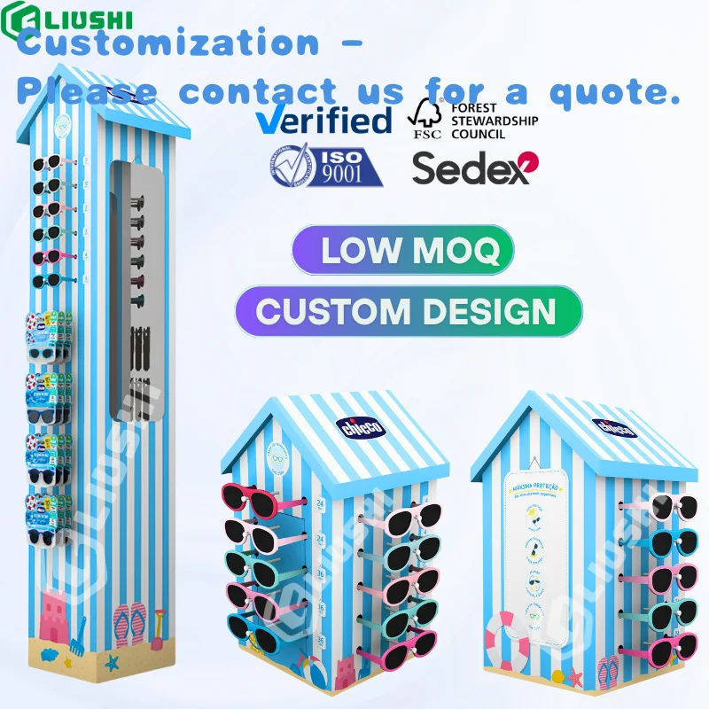 

custom.Cardboard Corrugated Sunglasses Floor Display Shelf Retail New Sunglasses Counter Display Rack Stand