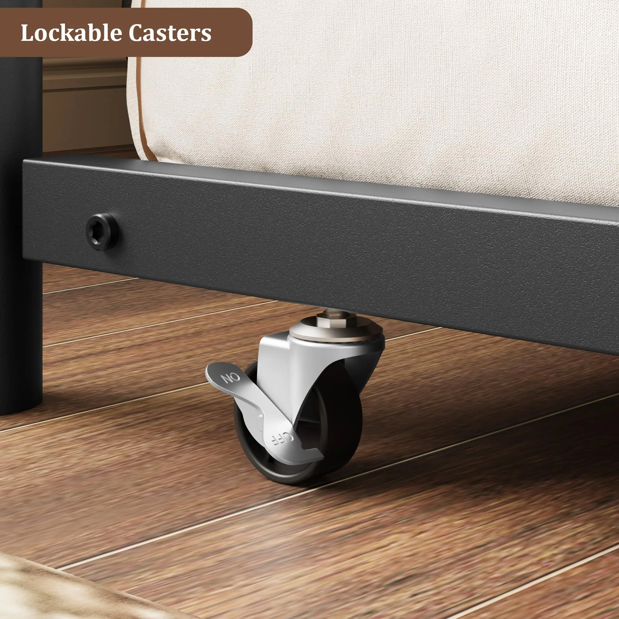 Twin Pop Up Trundle Bed Frame, Trundle Day Bed with Lockable Casters | Foldable Metal Platform,Heavy Duty Metal Slats,Use Solo or With Daybed,For Guest Room,Living Room,Space Saving image 5