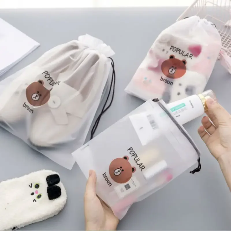 Cartoon Bear Transparent Travel Cosmetic Bag Make Up Case Women Waterproof Makeup Beauty Wash Organizer Toiletry Kit Storage Bag