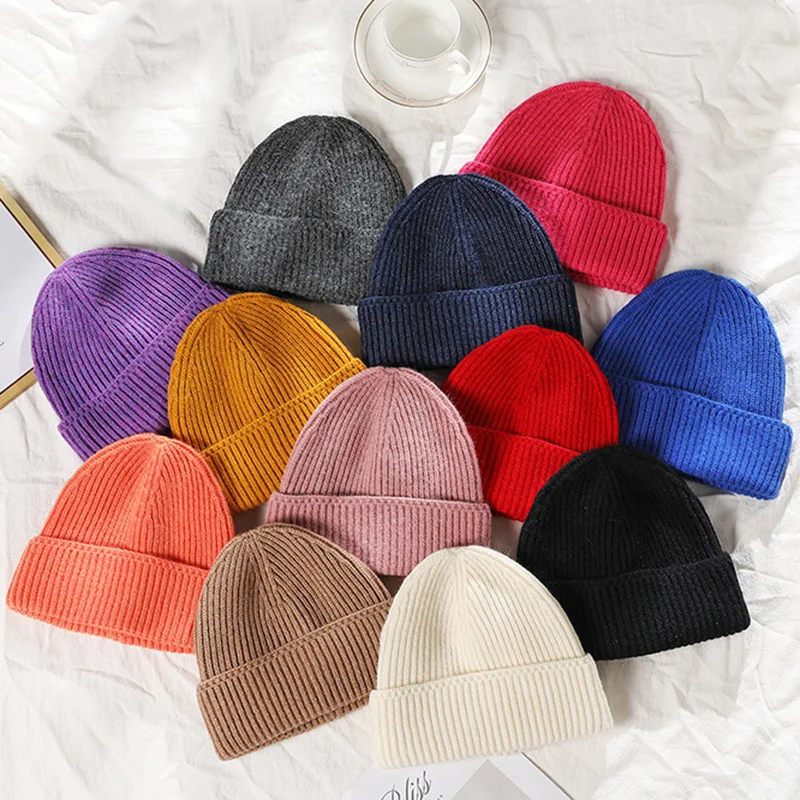 Men Women Beanie Hat Knit Beanie Cuffed Winter Cap Warm Soft Cute Plain Skull Casual Skullies Outdoor Cold Weather