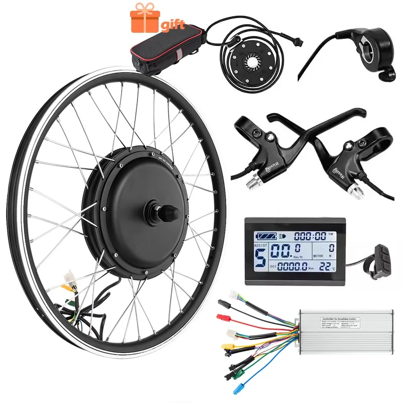 リアホイールモーター 36v 48v 350w 500w ホイール付き 電動自転車電動キット,リアモーター,液晶画面,36v,48v,500w,700c,36v