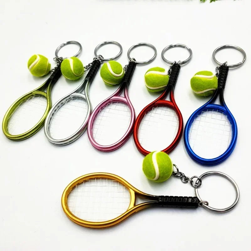 Tennis Racket Keychain - Cute Sport Mini Keychain car 6 color Pendant Keyring Sports Key Chain Who love sports Gifts 17248