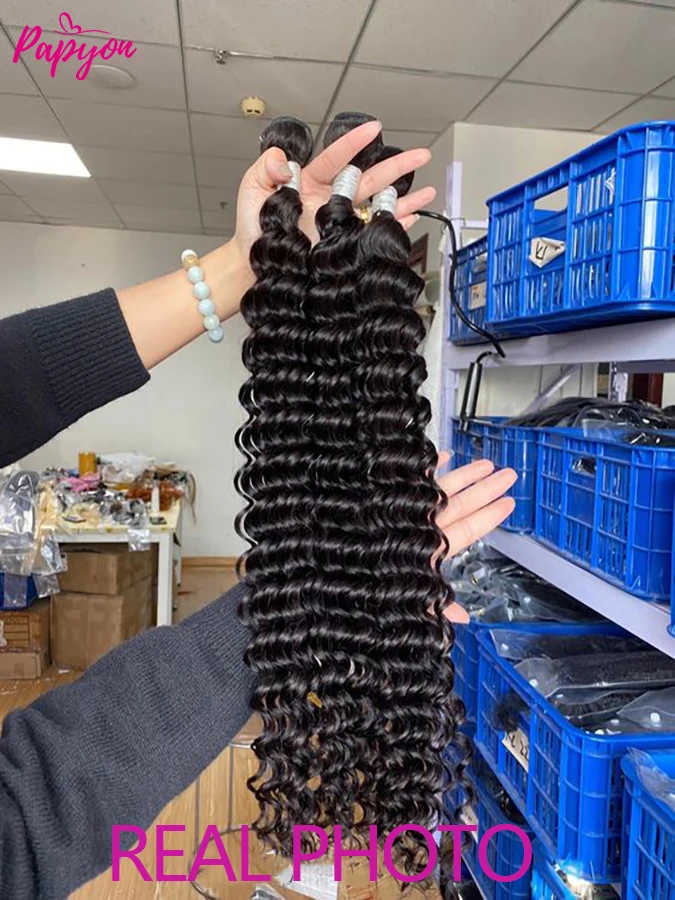 Deep Wave Bundles Echthaar Bündel Haar verlängerungen für Frauen brasilia nisches Haar weben 1/3/4 Bündel Echthaar