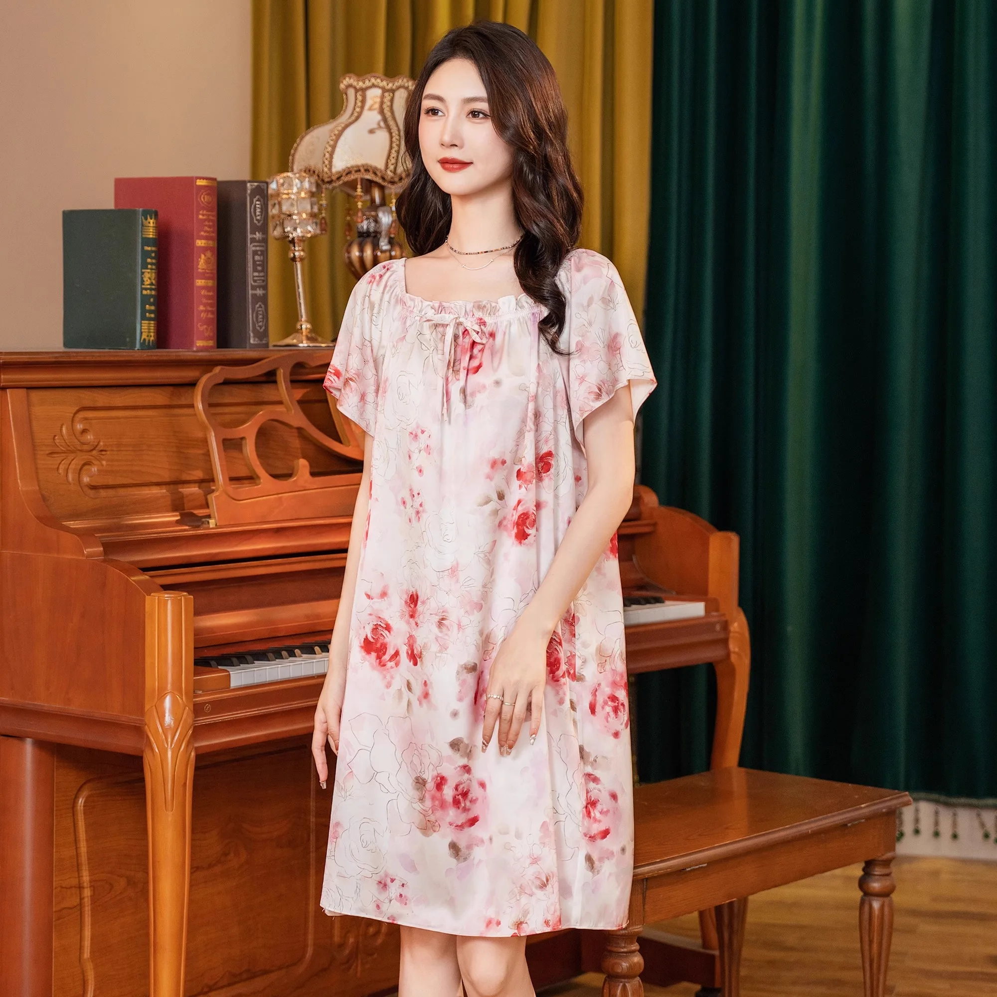 上海ストーリー-2026-夏新感覚クール感スリープドレス女性エレガンス高級双方向着用ホーム服屋外でも着用可能