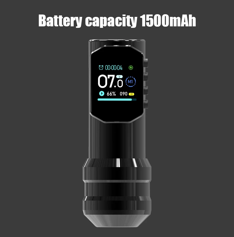 Black Warrior Large Color Screen Digital Display Wireless Tattoo Machine 1500mAh Powerful LowNoise Motor For Permanent Makeup
