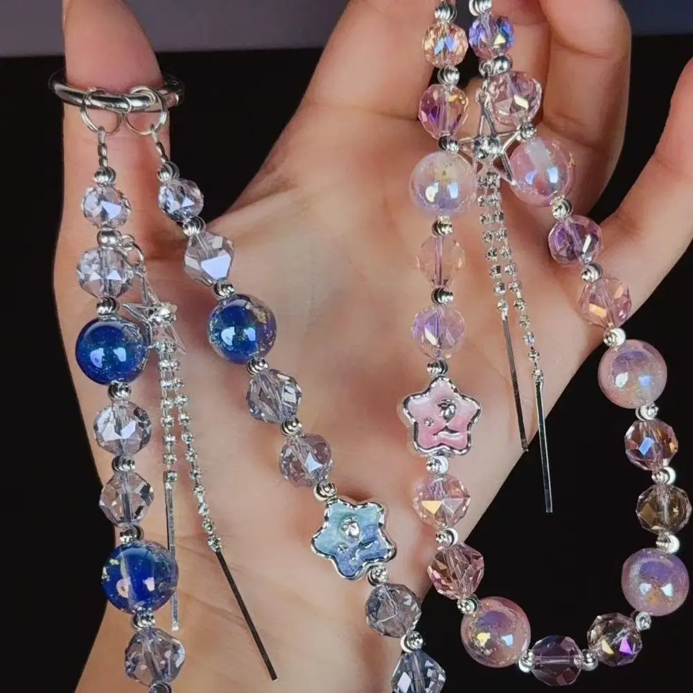 

Модный хрустальный ремешок для телефона, защита от потери, ремешок для телефона ручной работы, бисерный кулон для сумки