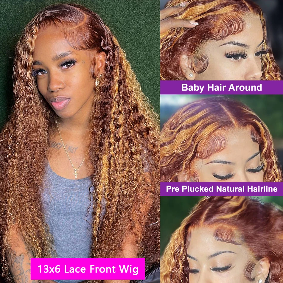 Highlight Wig Human Hair Deep Wave Brazilian Hair 13x6 Hd Lace Frontal Wig For Women Glueless Blonde Lace Front Wig Human Hair