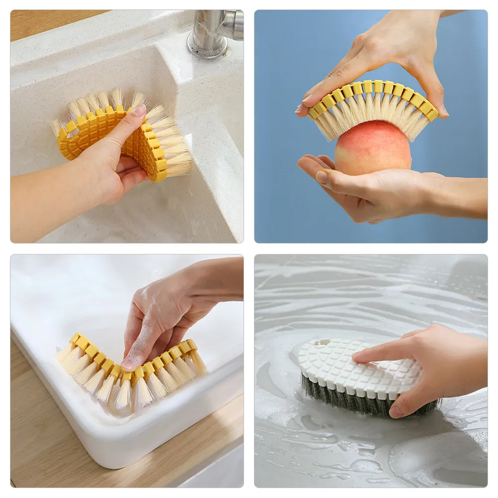 2Pcs Portable Laundry Brush Multi-Function Cleaning Tool for Clothes Shoes Underwear Handwashing Sturdy Plastic Scrub Brush Home