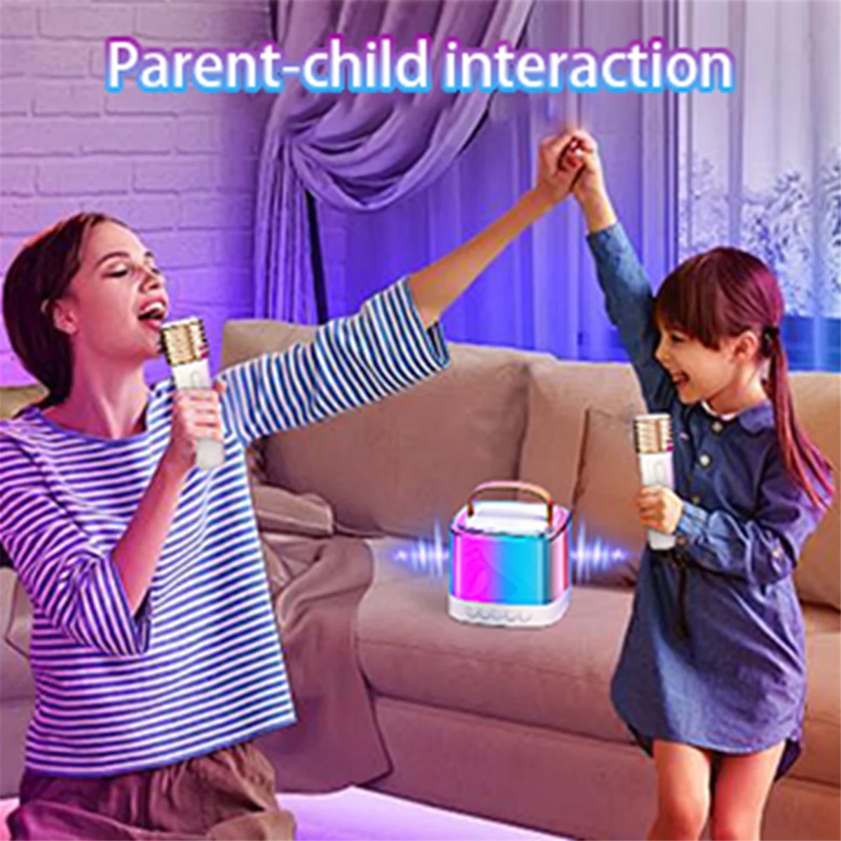 

Портативная караоке-машина для взрослых и детей на 2025 год с 2 беспроводными Bluetooth-микрофонами, вечериками с ручкой для переноски, поддержкой AUX