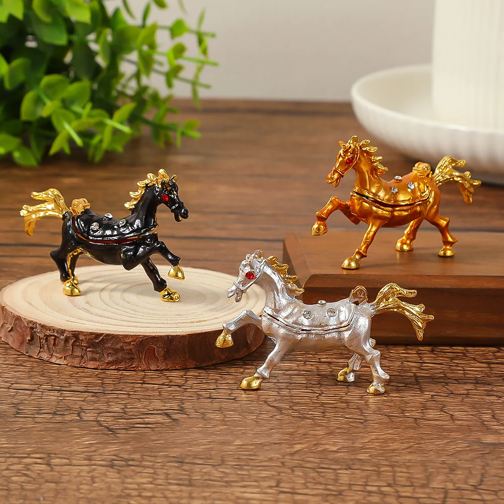 

Hand Painted Small Horse Shape Trinket Box Decorative Hinged Jewelry Trinket Box Unique Gift for Home Decor