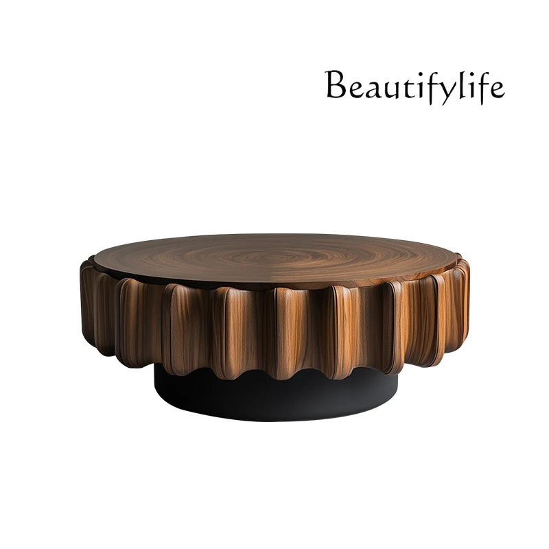 

Italian minimalist round solid wood coffee table high sense modern small apartment living room designer artistic creativity