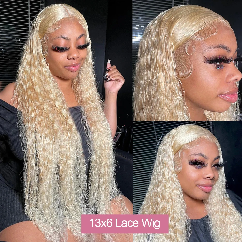 Deep Wave 13x6 HD Lace Frontal Human Hair Wig 30 40 Inch Curly 613 Honey Blonde Water Wave 13x4 Lace Front Wigs For Women 250% image 4