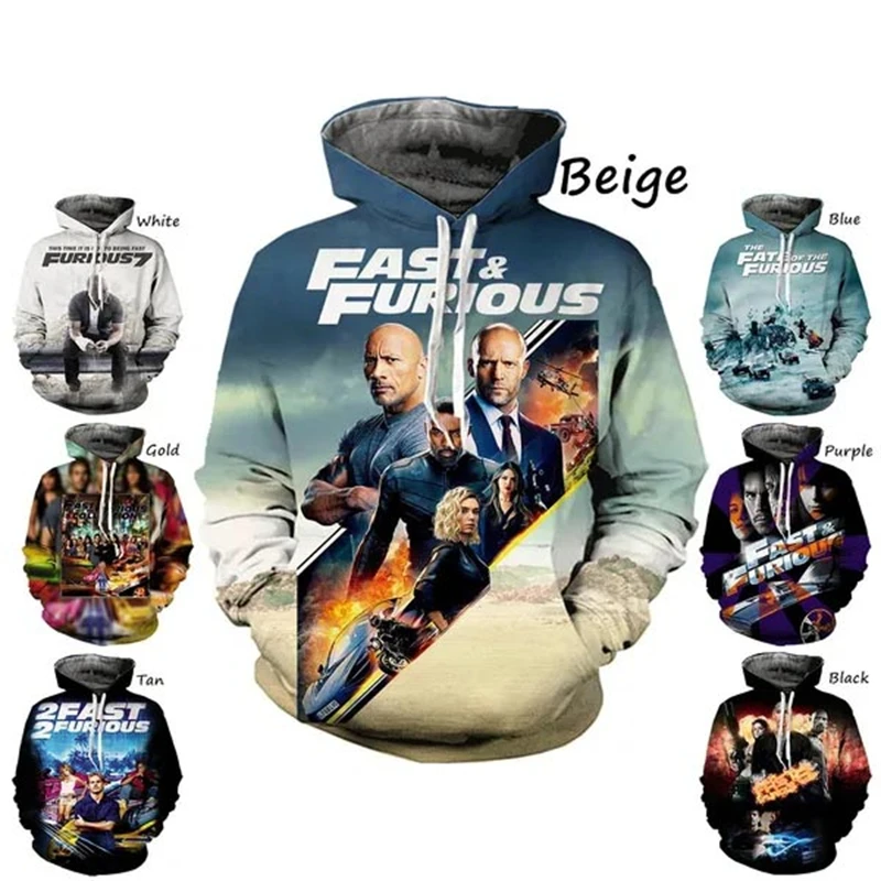 Sudadera con capucha Fast Furious para hombre y mujer, sudaderas con capucha con estampado 3d, jerséis de tendencia informales, ropa de calle, Top