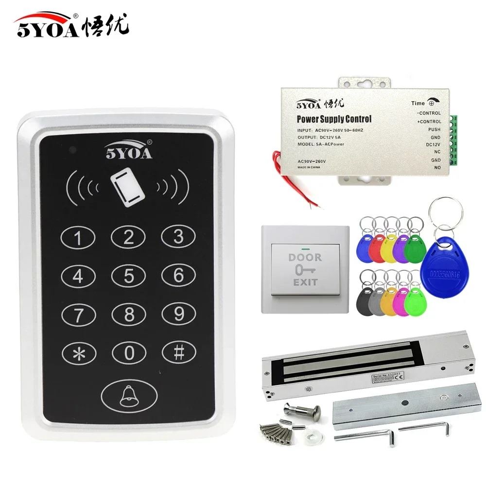 5YOA RFID Access Control System Electronic Gate Opener Home Garage Set Eletric Magnetic RFID Smart Door Lock Kit Controller