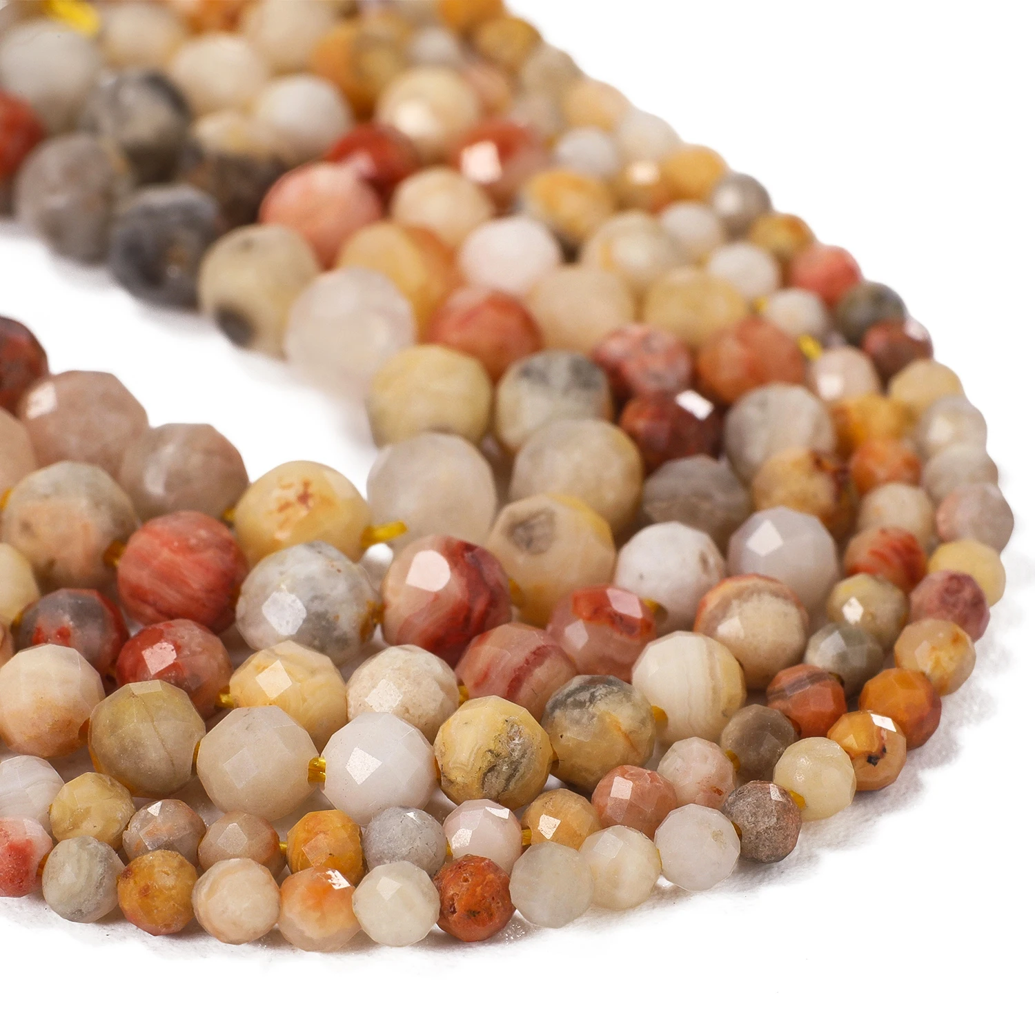 2/3/4mm facettierte Naturstein-Perlen aus Crazy-Achat, runde kleine Perlen für die Schmuckherstellung, DIY-Halsketten, Armbänder, Zubehör, 15''