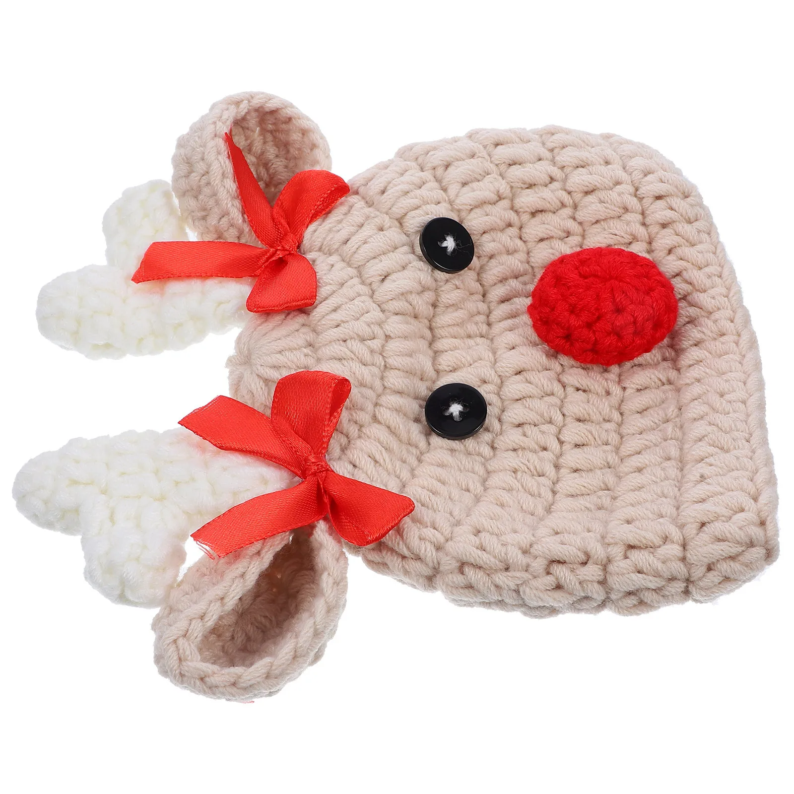 

Warm Hat Baby Knitted Hat with Antlers Design Soft Comfortable Skin-Friendly Knitted Beanie for Kids Winter Outdoor Use