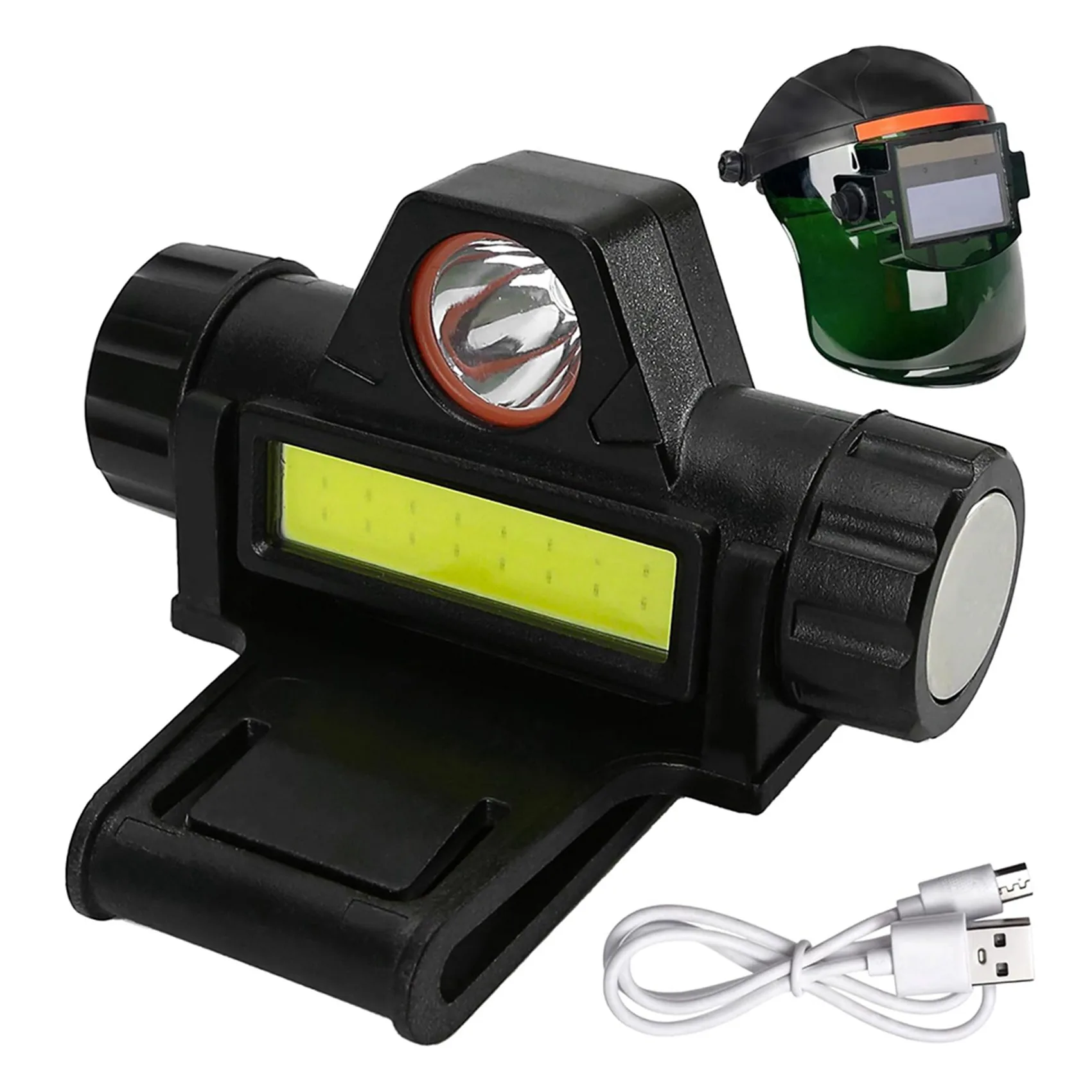A27F-5X Rechargeable Welding Helmet Light Versatile Headlamp Flashlight With Mount Holder, Automatic Dimming