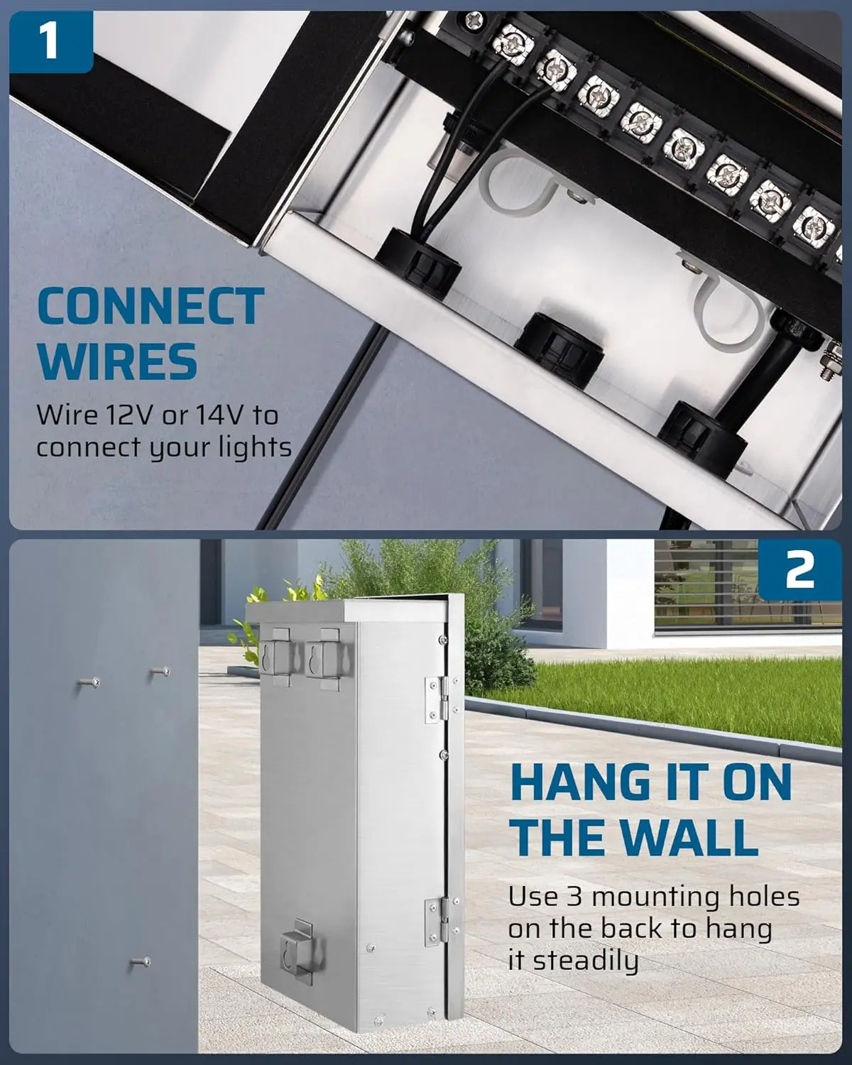 Dewenwils-Transformador de paisagem de baixa tensão Wi-Fi, 3 zonas, 2.4Ghz Smart, para luzes ao ar livre, 300W