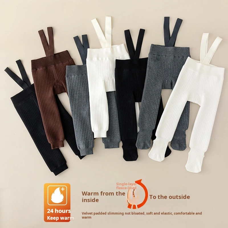 Kids' Fleece Overalls & Thermal Pants - Winter Thickened Warm Baby Leggings For Boys & Girls