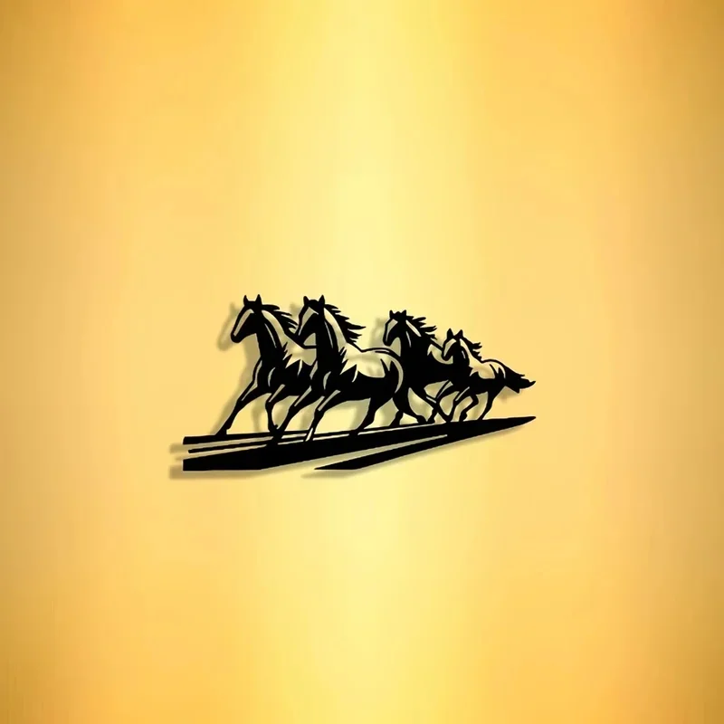 Galloping Horses Metal Wall Art, Elegant Abstract Silhouette, Durable Metal Decor for Home Office Living Room Bedroom Patio 1pc