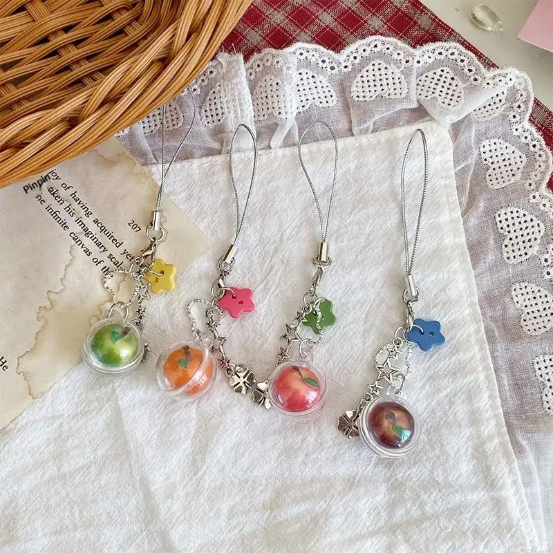 Cute Mini Fruit Phone Charm Chain Keychain Phone Lanyard Phone Case Hanging