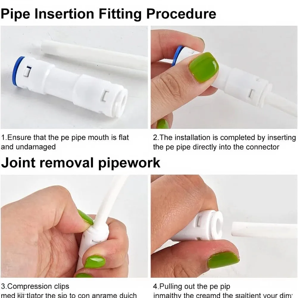 White 15M Plastic Water Line Kit with Push Connect Fittings for Refrigerator For Fridge RO Filter Ice Maker Dispenser