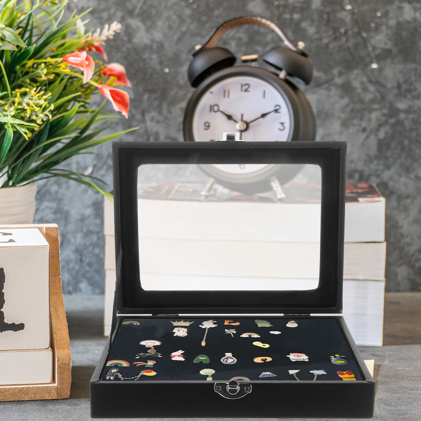 Badge Storage Box Table Brooch Display Case Jewelry Container Brackets Medal Pin Holder Acrylic Lapel Man