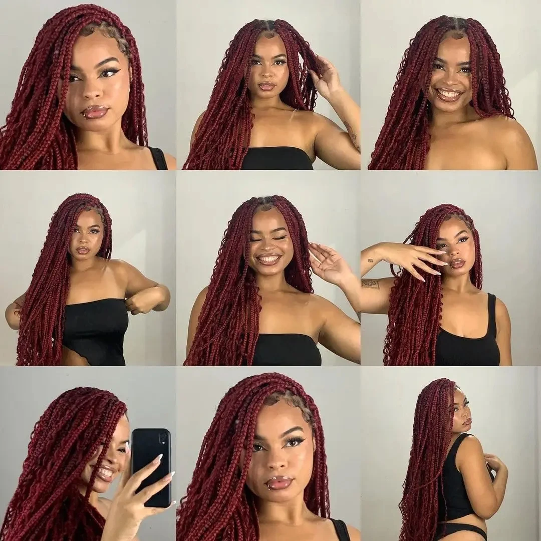 Deep Wave Boho Braids Cheveux humains pour femmes noires, Tressage bouclé, Sans trame, Brésilien