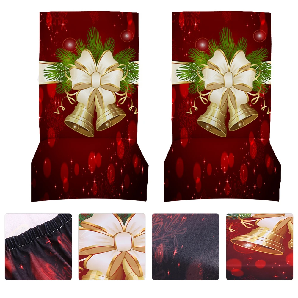 

2pcs Christmas Xmas Dinning Chair Cover Reusable Machine Washable Light Breathable Party Home Decoration Chair Protective Cover